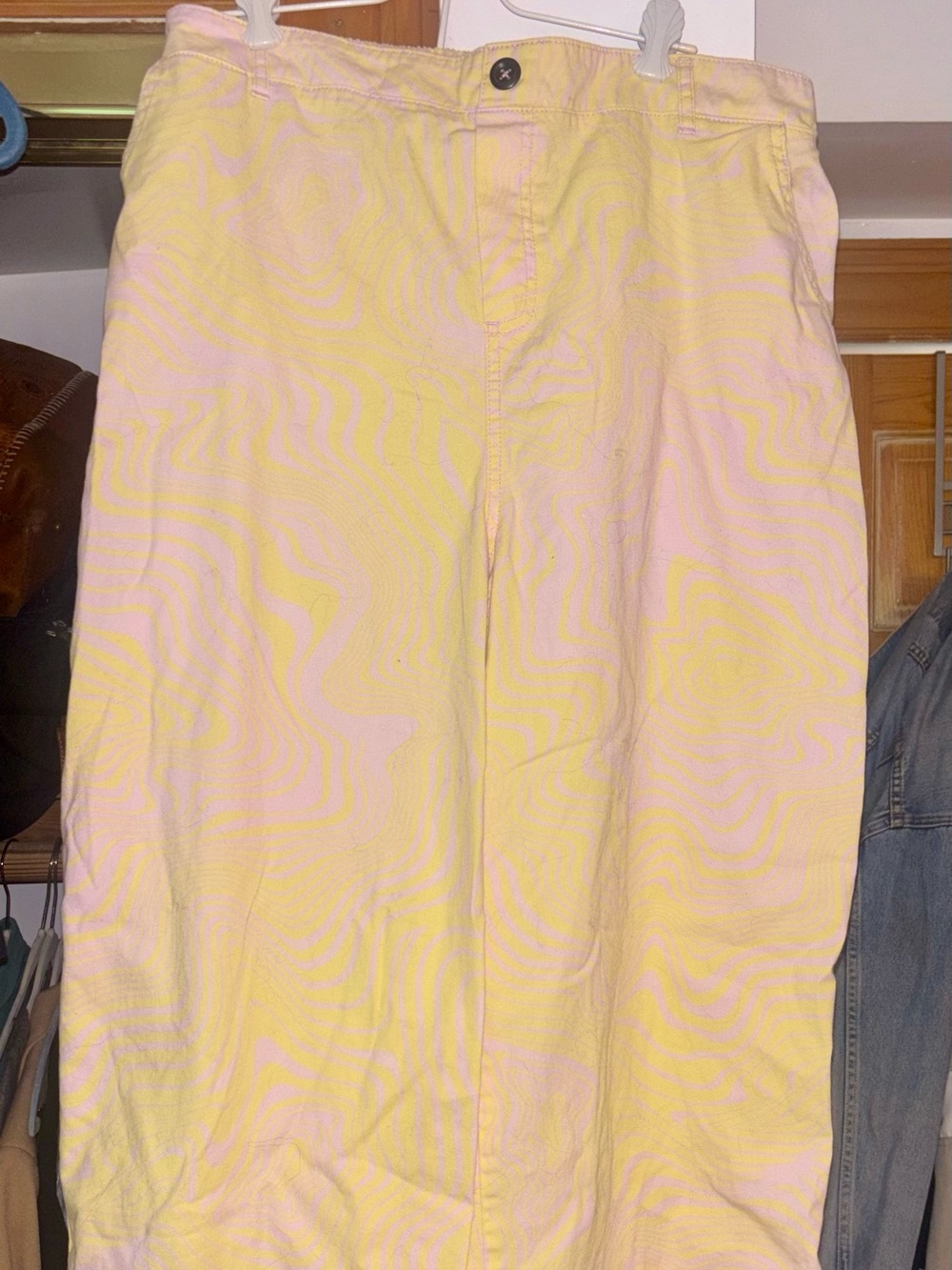 Pastel Yellow & Light Pink Swirl Summer Pants